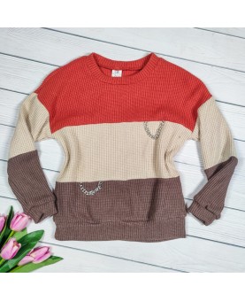 Sweterek 3-kolory czekolada