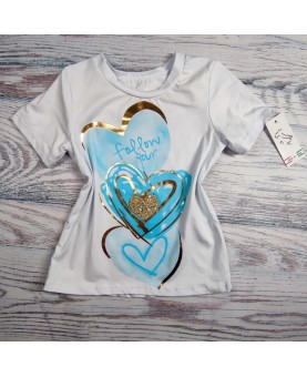 T-shirt serce niebieski